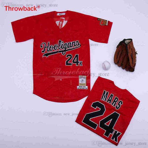 

stitched movie hooligans 24k bruno mars baseball jersey, Black