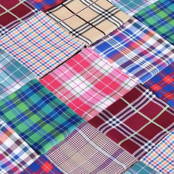 

women's high grade plaid cotton handkerchief warm color, White