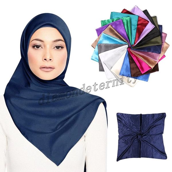 

luxury silk scarf hair satin scarf handkerchief muslim woman veil headscarf hairscarves hijab caps echape african head bandana, Blue;gray
