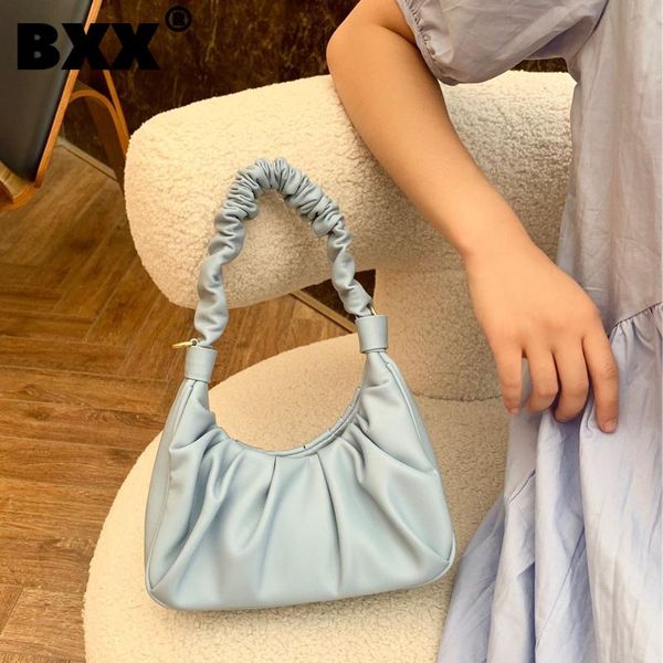 

evening bags [bxx] simple solid color pu leather pleated for women 2021 summer shoulder bag trending luxury hand hu170