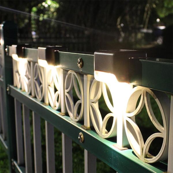 

4x led solar deck lights stairs fence lamp outdoor pathway yard underground waterproof durable outdoor lighting footlights hot