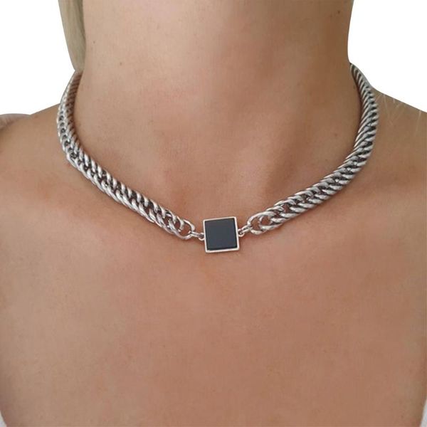 

chokers ins hip hop retro port fashion cool chain men and women couple necklace street cuban accessories, Golden;silver