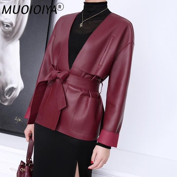 

women's leather & faux real jacket women designer fashion korean vintage genuine sheepskin blazer ladies coats outwear, Black