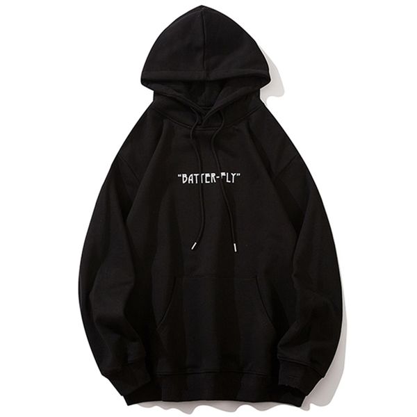 

hip hop oversize hoodie sweatshirt men streetwear harajuku color butterfly hooded loose hipster fleece hoodie plus size lj201222, Black