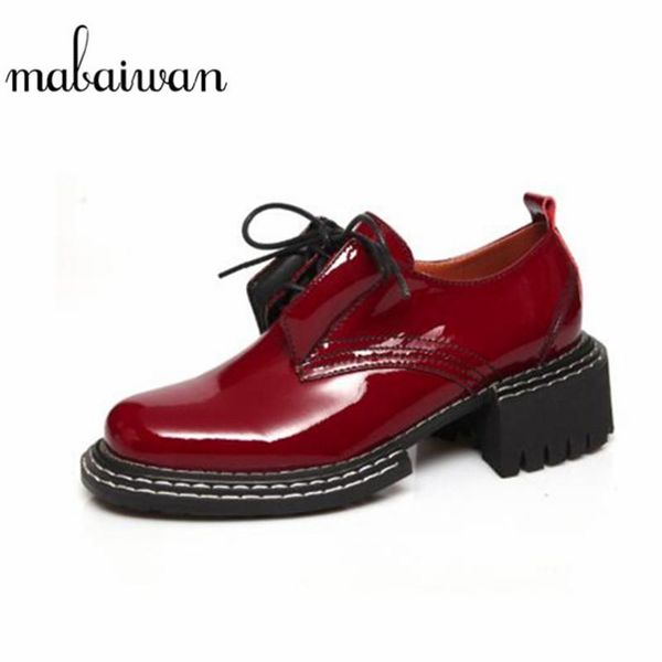 

dress shoes 2021 fashion women high heel patent leather platform sewing party casual round toe lace up pumps, Black