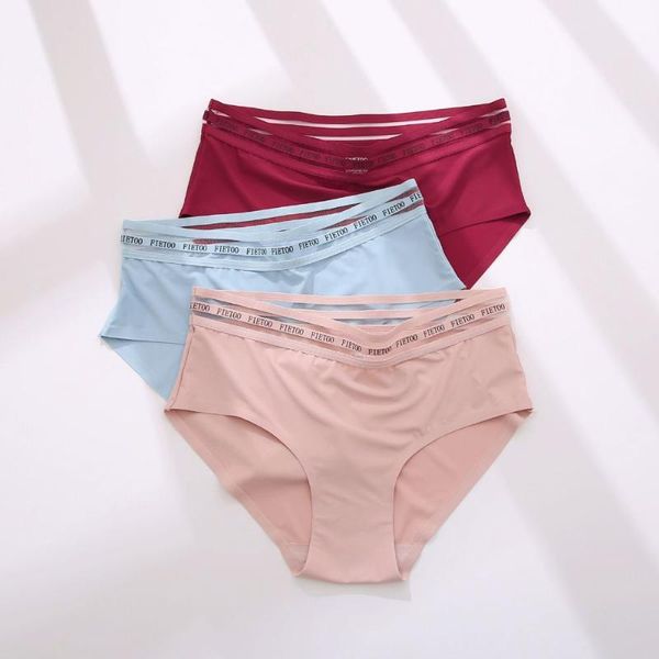 

women's panties soft smooth seamless lingeries high waist for grils female cotton crotch net yarn letter briefs underwear women, Black;pink