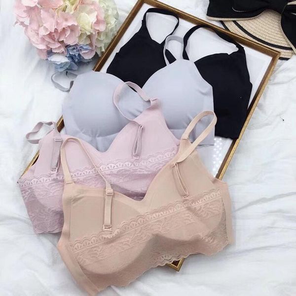 

seamless fitness candy women underwear cooling gathers proof thin pad push up bra female intimate modis bralette lingerie, Red;black