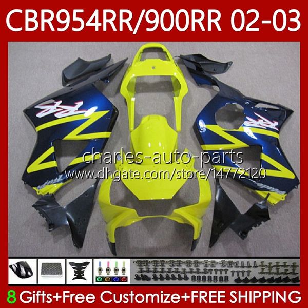 Kit de carroçaria para Honda CBR900 CBR954 RR CBR 954 900 RR CC 2002 2003 Bodys 61NO.55 cbr 900rr 954rr 900cc yelloe azul 02-03 cbr954-rr cbr900rr cbr954rr 02 03 Fairing OEM