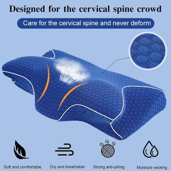 

pillow memory foam bed orthopedic neck protection slow rebound butterfly shaped health cervical size 60*30cm