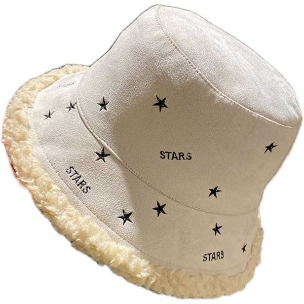 

fisherman's hat female autumn and winter korean trendsetter's versatile thickened warm lamb psh plain color net red basin, Blue;gray