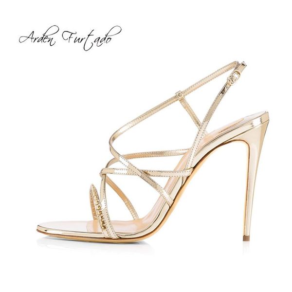 

dress shoes arden furtado summer fashion women's rivets stilettos heels concise mature narrow band pure color elegant sandals 45, Black