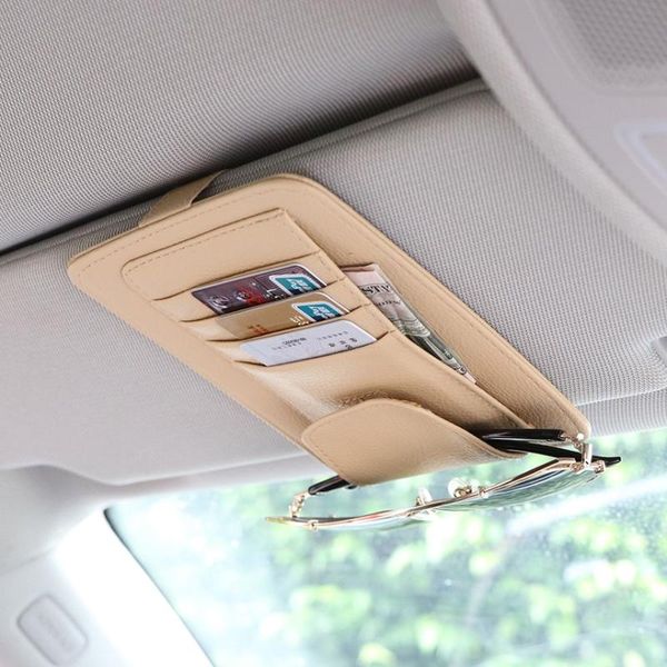 

car organizer 2 color auto accessories visor holder pu leather case for card glasses clip storage