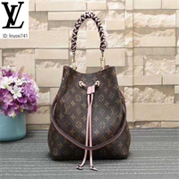 

brand designer luxury 1ru5 m44022 pink old flower hand-woven bucket bag women handbags iconic bags handles shoulder bags totes cross bod