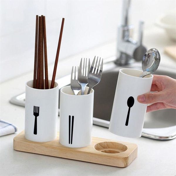 

storage bottles & jars kitchen chopsticks drain box tube drainboard tableware wood spoon fork rack barrel plastic container