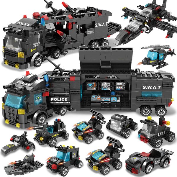 

750pcs City Police Station Car Building Blocks For City SWAT Team Truck House Blocks Technic Toy For Boys Children Building toys