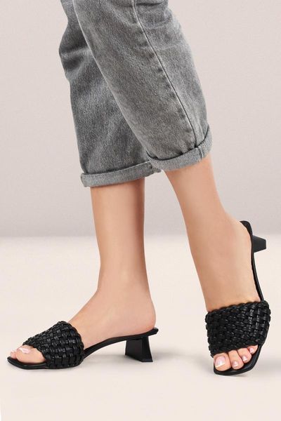 

slippers women's black mesh detailed
