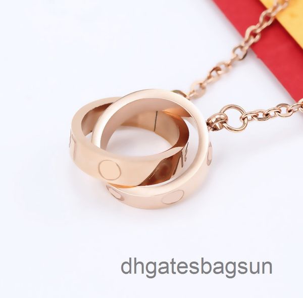 

2022 never faded rose color stainless steel gold necklace classic style designer necklaces printed fashion jewelry wholesale, Silver