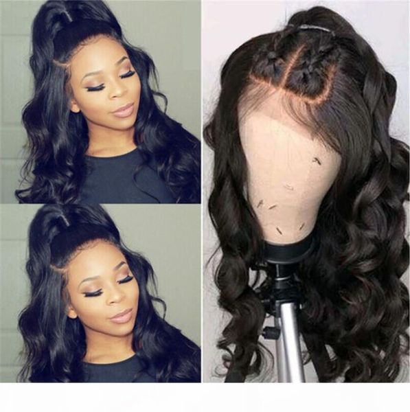 

peruvian wig body wave lace front human hair wig for women pre plucked with baby hair 4*4 lace wig jazz star non remy hair, Black;brown