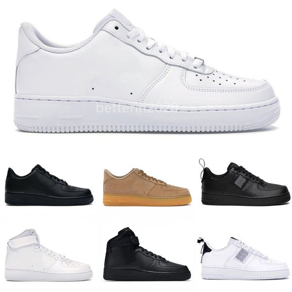 

classic 1 utility black white men women running shoes one outdoor sports casual skateboard high low cut wheat trainers sneakers size 36-45