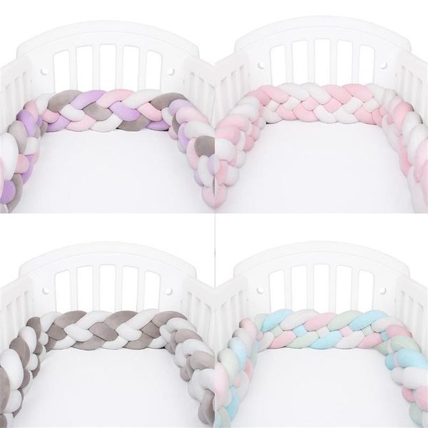 

cushion/decorative pillow 2.2 meter baby bed bumper infant braid cot cradle cushion knot crib protector room decor