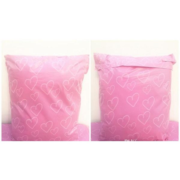 

100pcs/lot pink poly pe mailer express bag 38*52cm mail bags love heart envelope self-seal plastic bags for jewelr jllnks warmslove