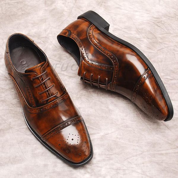 

dress shoes black men oxford genuine leather wedding office brogue hand add color soft outsole brand fashion formal qj16 cjva