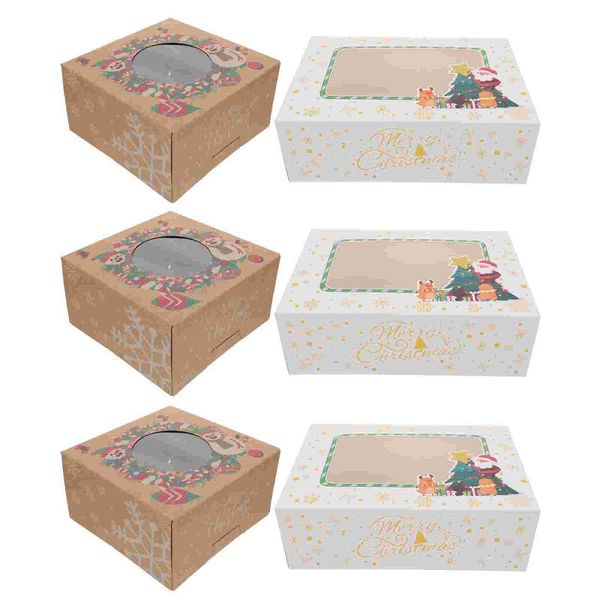 

gift wrap 12pcs bakery boxes with window cake dessert packing xmas box