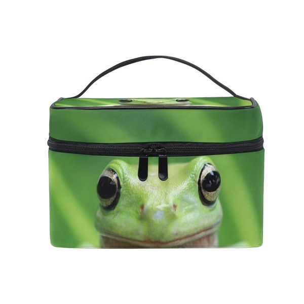 

cosmetic bags & cases fengju bag portable travel organizer hanging toiletry case storage tote for girls woman dumpy frog on green leaf