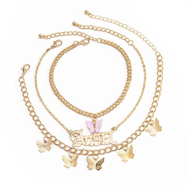 

anklets bohemian multilayer butterfly alloy women foot chain bracelet jewelry, Red;blue