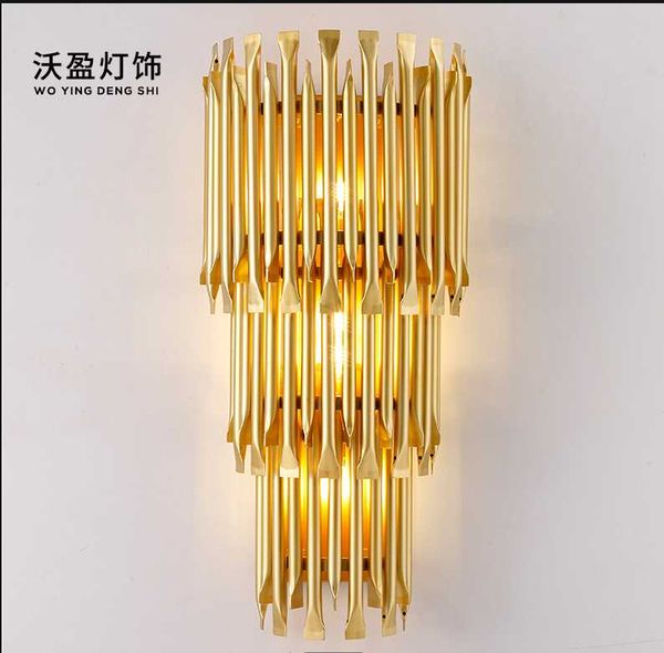 

postmodern creative aluminum tube wall lamp nordic personality l lobby living room aisle staircase decorative lamps