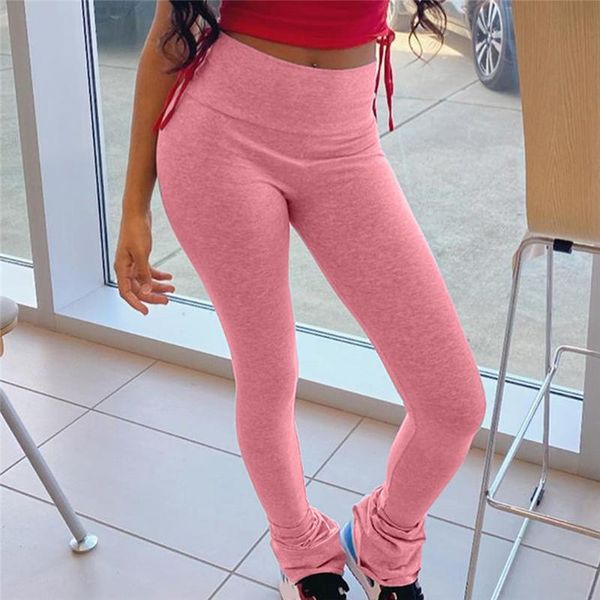 

women's pants & capris women solid color flare fashion high waist skinny female causal full length mujer pantalones, Black;white