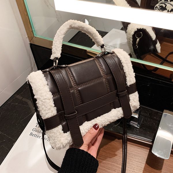 

small square wild lamb autumn/winter trendy bag fashion one-shoulder messenger new 2020 plush portable women's hair bartb