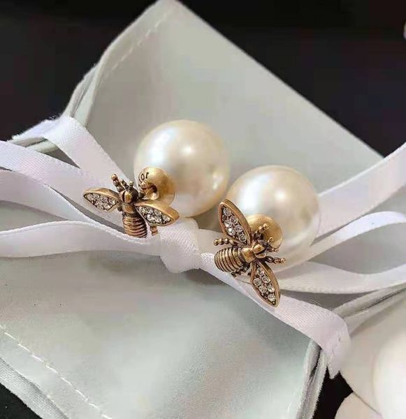 

aaa designer jewelry pearl small animal bee women's simple earrings, Silver