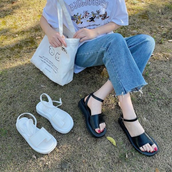 

sandals all-match suit female 2021 espadrilles platform beige low-heeled shoes with strap gladiator high black gi