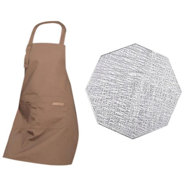 

mats & pads 10 pack pressed pvc metallic hollow placemats with waterproof anti-oil polyester apron