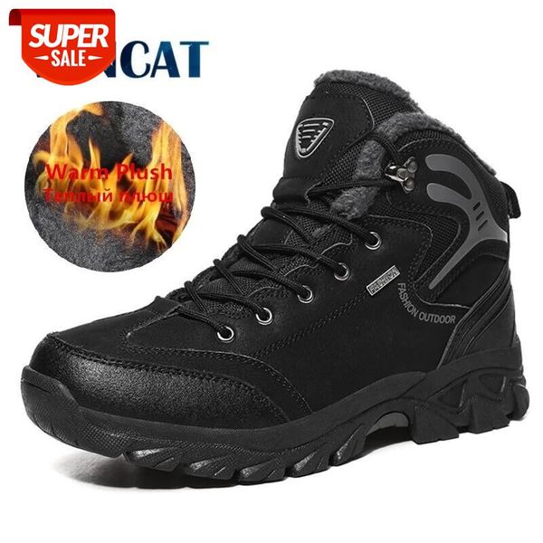 

brand winter men's boots warm men's snow boots leather waterproof men sneakers outdoor men hiking work shoes #oe7b