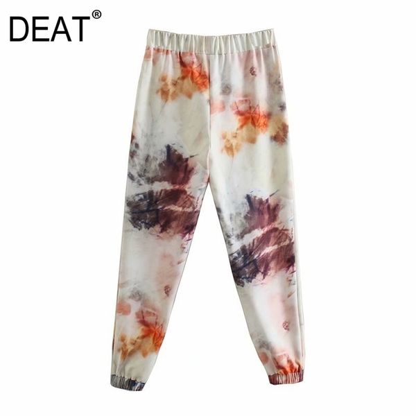 

[deat] fashion spring autumn loose printing tie dye high waist street style women's pencil pants 13c295 210527, Black;white
