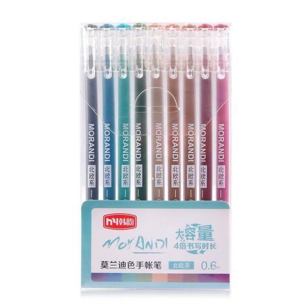 

9pcs gel pens set color ink glitter morandi kawaii retro macaron marker liner highlighter 0.5mm student school office stationery