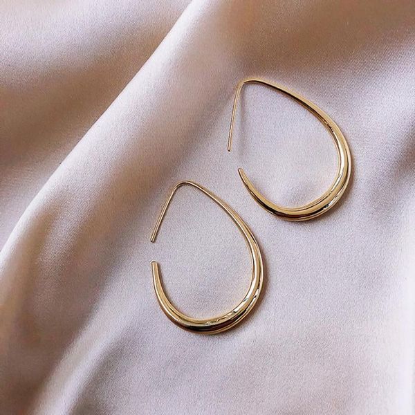 

hoop & huggie 2021 fashion large water drop shaped geometric big earrings for women girl wedding party jewelry korean earing hoops, Golden;silver