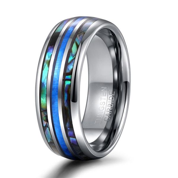 

wedding rings eamti 8mm luxury tungsten carbide ring man blue opal inlay men women engagement bague homme anillo hombre size15, Slivery;golden
