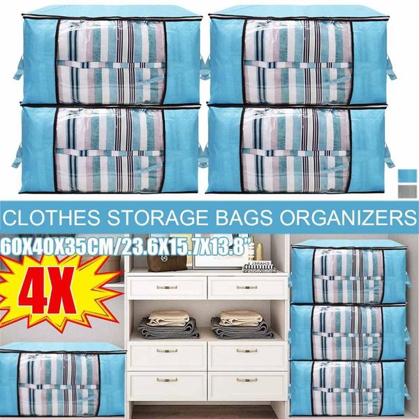 

storage bags 4pcs non-woven clothes bag folding quilt dust-proof cabinet finishing box home supplies space organizador