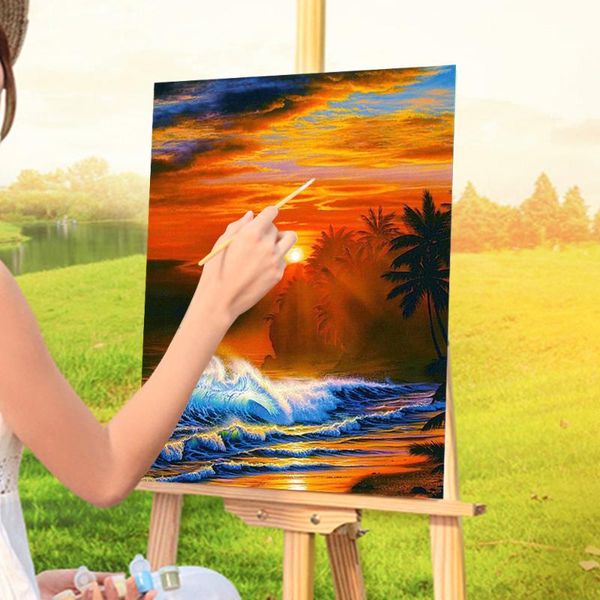 

paintings seaside landscape paint by numbers set acrylic paints 40*50 paiting handmade for kids handicraft art