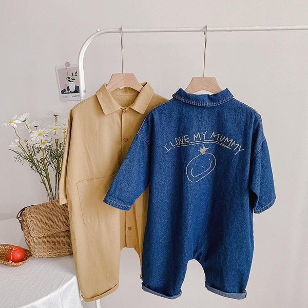 

2021 korea style girls boys printed denim overall spring summer fashion kids pants 1-6 years, Blue