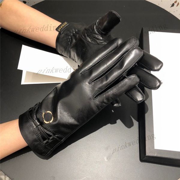 

delicate bow mitten metal letter gloves elegant designer plush mittens fashion simple black glove for women, Blue;gray