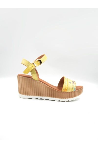 

sandals women's yellow leather wedges, Black