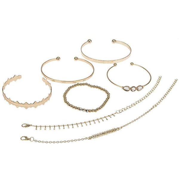 

7 pcs bracelet europen and american accessories with alloy inlaid rhinestone bracelet in 2021 fashion, Black