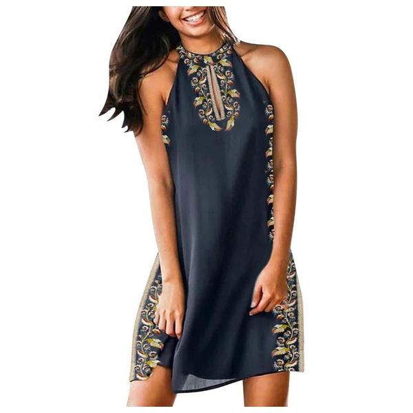 

casual dresses summerÂ women'sÂ dressÂ 2021 sleeveless holiday halter party club wear backless dressÂ woman clubwear mini dress, Black;gray