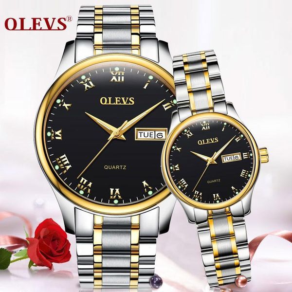 

wristwatches stainless steel couple watch casual wristwatch for men and women auto calendar lovers watches relojes hombre roman numerals, Slivery;brown