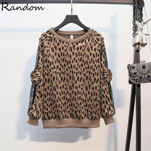 

women's hoodies & sweatshirts 2021 autumn women leopard o-neck hooded lace long sleeve female casual loose style clothes thick pullover, Black