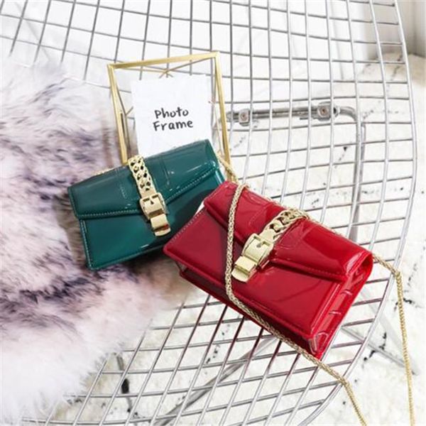 

women handbag fashion shiny lock jelly summer womenes chain bag golden locks womens messenger bags sweet transparent beach handbags, Black;red